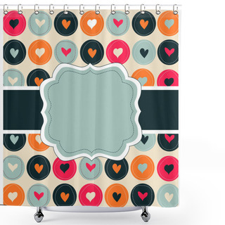 Personality  Scrap Card With Hearts And Frame, Love Template Background Shower Curtains