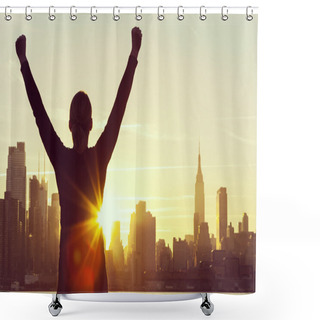 Personality  Successful Woman Sunrise New York City Skyline Shower Curtains
