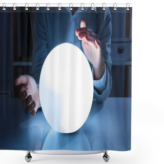 Personality  Portrait Of A Afro American Businesswoman Hands On Crystal Ball In Office Shower Curtains