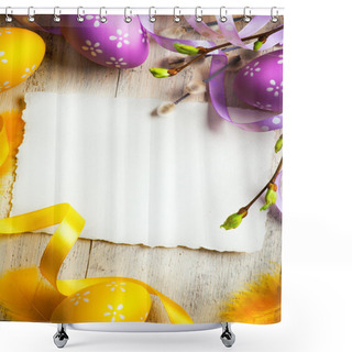 Personality  Art Easter Background With Easter Eggs Shower Curtains