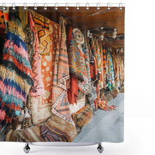 Personality  Close Up View Of Different Colorful Carpets At Market In Cappadocia, Turkey Shower Curtains