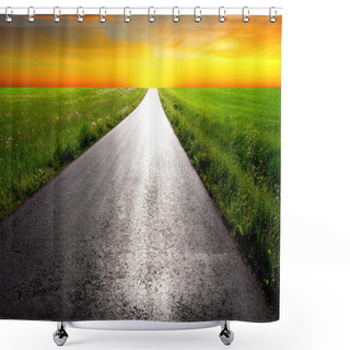 Personality  Country Road At Dawn Shower Curtains