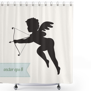 Personality  Cupid Silhouette With Bow And Arrow Shower Curtains