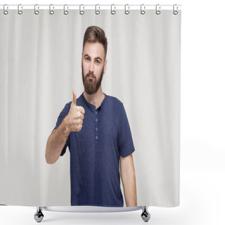 Personality  Man Showing Thumb Up  Shower Curtains