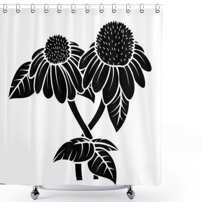 Personality  Black Shape Flower Design Shower Curtains