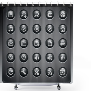 Personality  Web Icons Set On Dark Background Shower Curtains