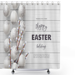 Personality  Happy Easter Holiday Composition. Shower Curtains