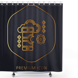 Personality  Application Golden Line Premium Logo Or Icon Shower Curtains