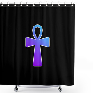 Personality  Ankh Cross Blue Gradient Vector Icon Shower Curtains