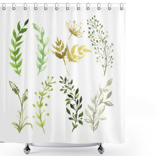 Personality  Vector Set Of Flowers Painted In Watercolor On White Paper. Sketch Of Flowers And Herbs. Vector Watercolor Illustration Shower Curtains