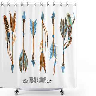 Personality  Watercolor Tribal Arrows.  Shower Curtains