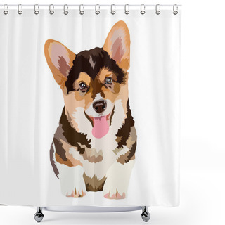 Personality  Welsh Corgi. Vector Illustration.  Shower Curtains