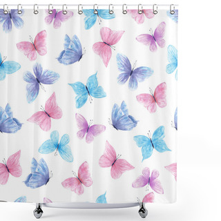 Personality  Multicolor Butterflies Seamless Raster Pattern Shower Curtains