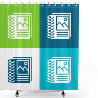 Personality  Binding Flat Four Color Minimal Icon Set Shower Curtains