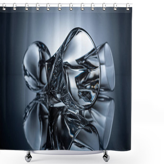 Personality  Three Cognac Glasses On Grey With Reflections Shower Curtains