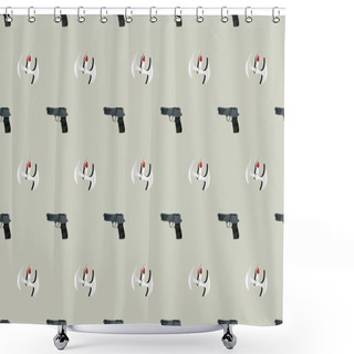 Personality  Colored Background With Different Accessories Shower Curtains