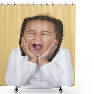 Personality  Mixed Race African American Girl Shouting Or Screaming Shower Curtains