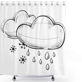 Personality  Two Clouds With Snowflakes And Rain Drops Shower Curtains