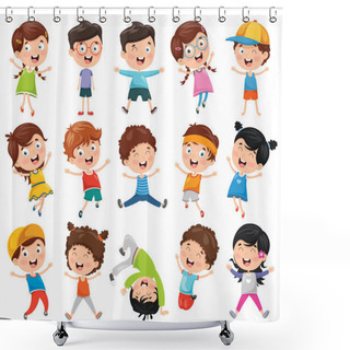 Personality  Vector Illustration Of Cartoon Children Shower Curtains