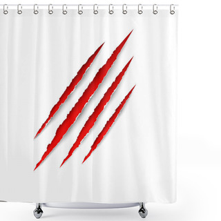 Personality  Claws Scratches. Vector Red Scratch Set Isolated On Transparent  Shower Curtains