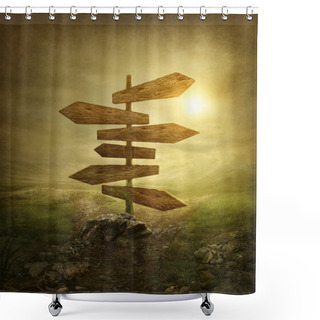 Personality  Wooden Arrows Road Sign Shower Curtains