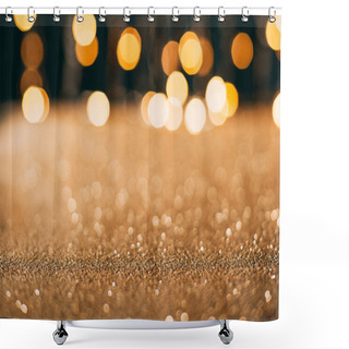 Personality  Golden Sparkling Sequins With Bokeh On Background, Christmas Concept Shower Curtains