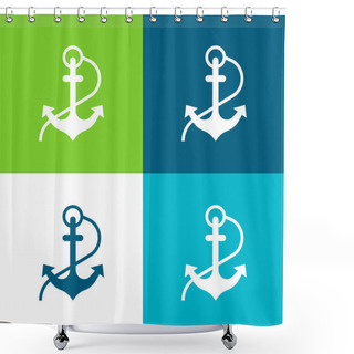 Personality  Anchor Flat Four Color Minimal Icon Set Shower Curtains