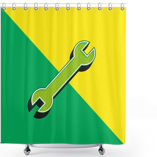 Personality  Adjustable Wrench Green And Yellow Modern 3d Vector Icon Logo Shower Curtains