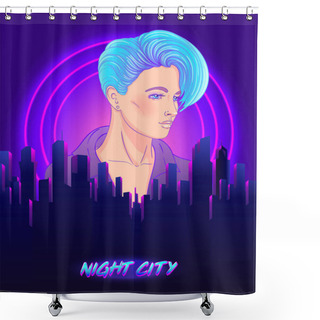 Personality  Portrait Of A Young Pretty Androgynous Woman With Short Shaved P Shower Curtains