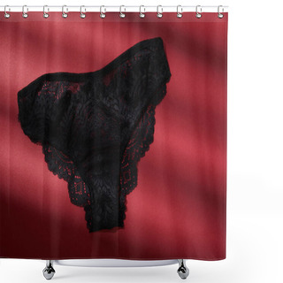 Personality  Top View Of Black Female Panties On Red Background Shower Curtains