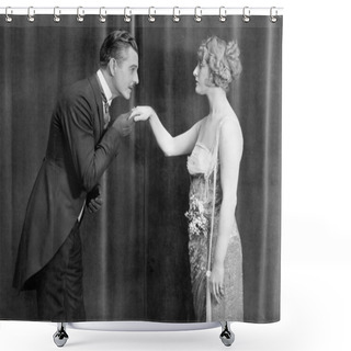 Personality  Man Kissing Womans Hand Shower Curtains