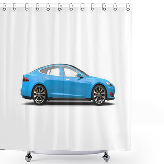 Personality  Bright Sky Blue Electric Sports Car - Side View Shower Curtains
