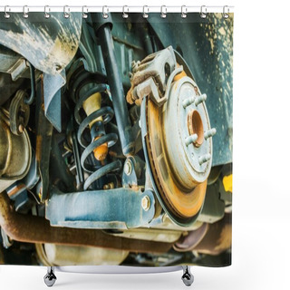 Personality  Car Suspension And Brakes Shower Curtains