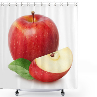 Personality  Isolated Apples. Whole Red Apple Fruit With Slice (cut) Isolated On White With Clipping Path Shower Curtains