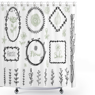 Personality  Boho Ethnic Rustic Style, Frame And Elements Shower Curtains