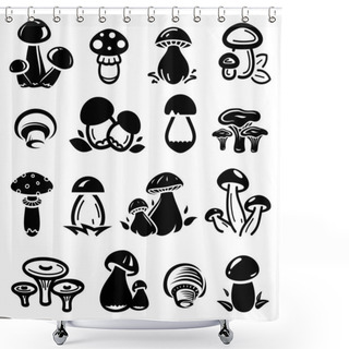 Personality  Mushrooms Set. Collection Icon Mushroom. Vector Illustration Shower Curtains