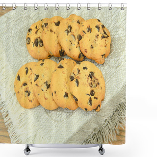 Personality  Chocolate Christmas Cookies On White Plate. Shower Curtains