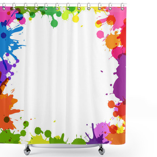 Personality  Frame With Color Blobs Shower Curtains
