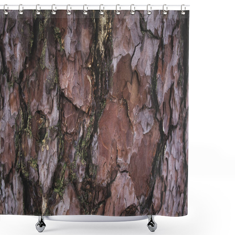Personality  Cracked Rough Brown And Purple Tree Bark Background Shower Curtains