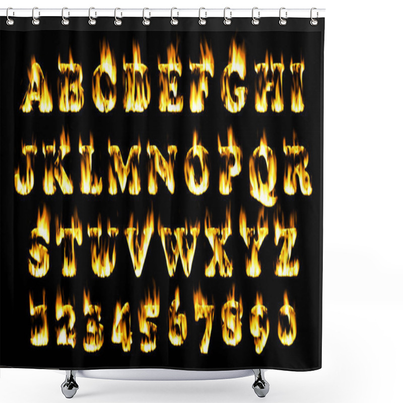 Personality  Fire Font, Alphabet Of Flame. Shower Curtains