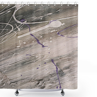 Personality  Abstract Grey Texture With Oil Acrylic Splatters Shower Curtains