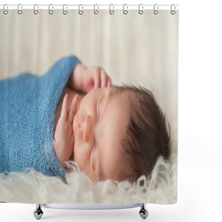 Personality  Portrait Of A Sleeping Newborn Baby Boy Shower Curtains