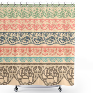 Personality  Set Of Decorative Borders Stylized Like Laces Shower Curtains