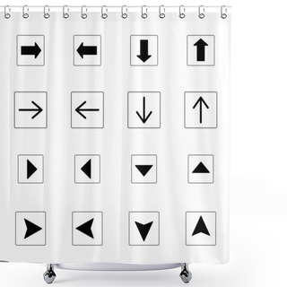 Personality   Arrows In Black Squares In Different Directions Isolated On White Shower Curtains