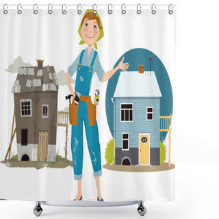 Personality  House Flipper Girl Shower Curtains