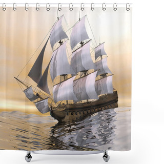 Personality  Old Merchant Ship - 3D Render Shower Curtains