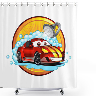 Personality  Funny Cartoon Car Wash Auto Cleaner Washer Shower Service Shower Curtains
