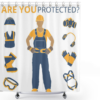Personality  Personal Protective Equipment Vector Illustration Shower Curtains