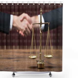 Personality  Justice Scale On Table With Judge Shower Curtains