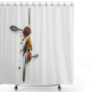 Personality  Spoons With Various Spices Shower Curtains
